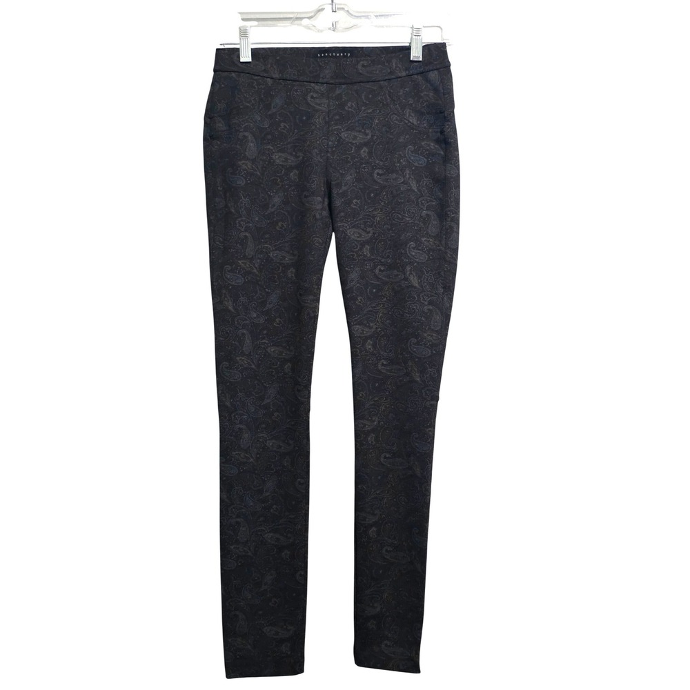 Sanctuary Womens Paisley Print Pull On Slim Leggings Black Charcoal XS P108K0AA